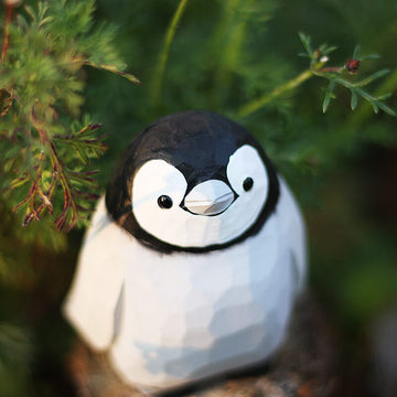 Handmade Carved Emperor Penguins Figurine